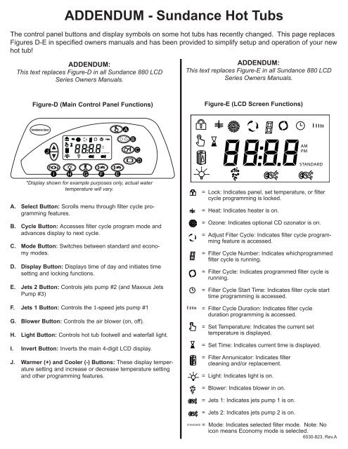 Sundance 880 Owners Manual - Sundance Spas