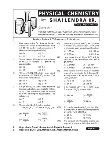 Titration - Shailendra Kumar Chemistry