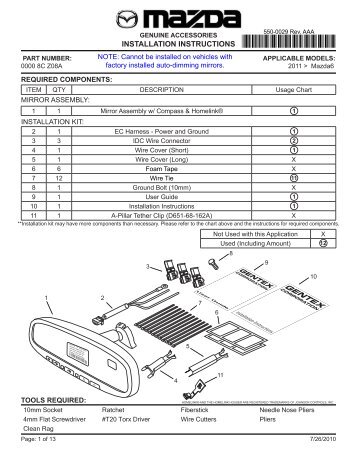 Mirror Compass Homelink PRNDL MAZDA6