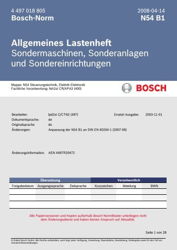 Allgemeines Lastenheft Sondermaschinen, Sonderanlagen und ...