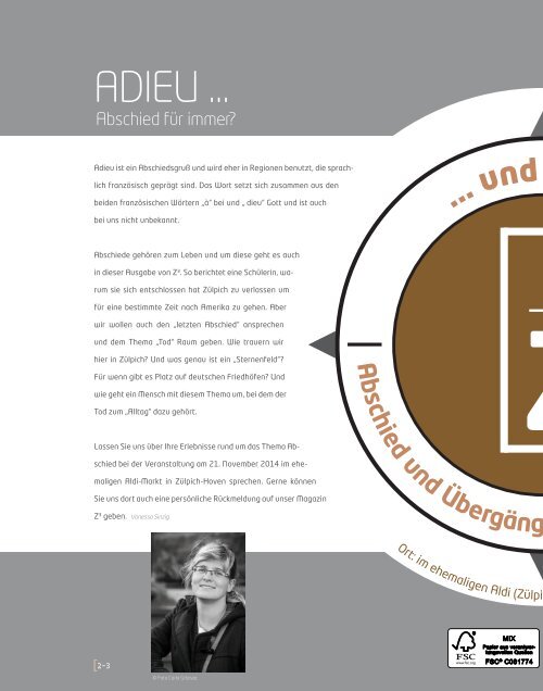 Z³ - ADIEU - Ausgabe November 2014