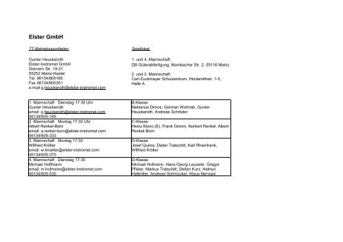 Anschriften und Aufstellungen - RTTV Kreis Mainz