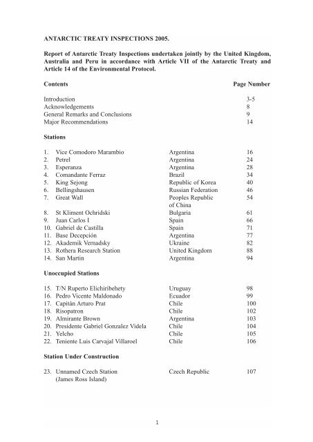 Antarctic Treaty Inspections 2005 - Antarctic Treaty Secretariat