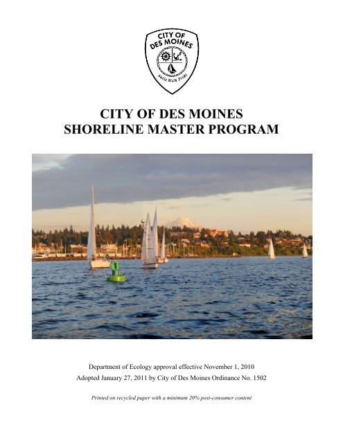 CITY OF DES MOINES SHORELINE MASTER PROGRAM