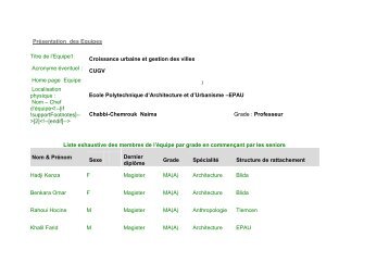 PrÃ©sentation des Equipes Titre de l'Equipe1 Croissance ... - EPAU