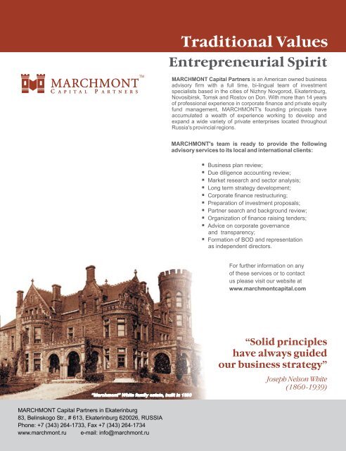 ekaterinburg and sverdlovsk region - Marchmont Capital Partners