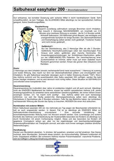 Salbuhexal easyhaler 200 - Bronchialerweiterer