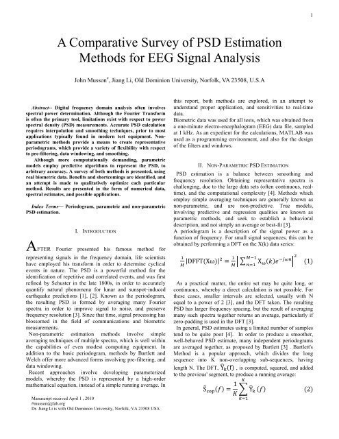 A Comparative Survey of PSD Estimation Methods for EEG Signal ...