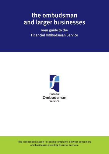 The ombudsman and larger businesses [PDF opens in new window]