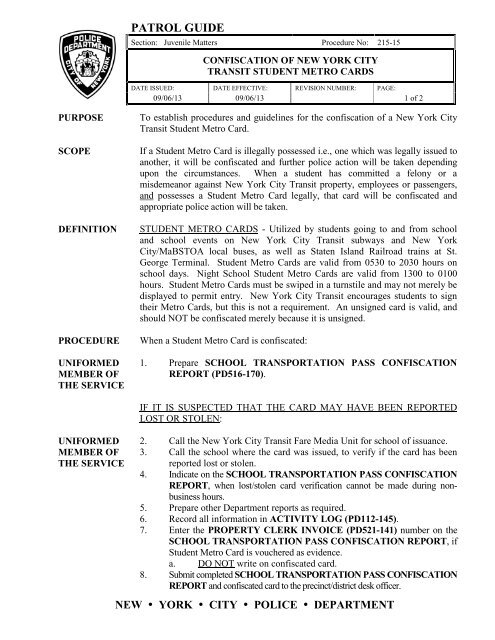 Patrol Order Card Example PATROL GUIDE