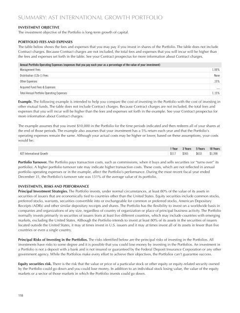 AST BlackRock Value Portfolio - Prudential Annuities