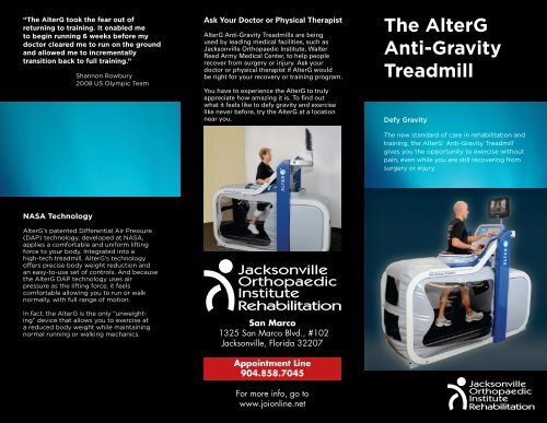 The AlterG Anti-Gravity Treadmill - Jacksonville Orthopaedic Institute