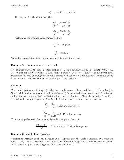 Chapter 10 Trigonometric functions - Ugrad.math.ubc.ca