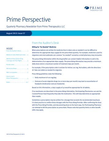 September 2013 - Prime Therapeutics