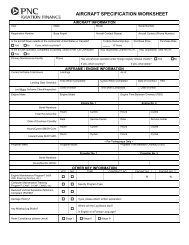 AIRCRAFT SPECIFICATION WORKSHEET - PNC Aviation Finance