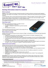 Sexting information sheet for students - South Eastern Centre ...