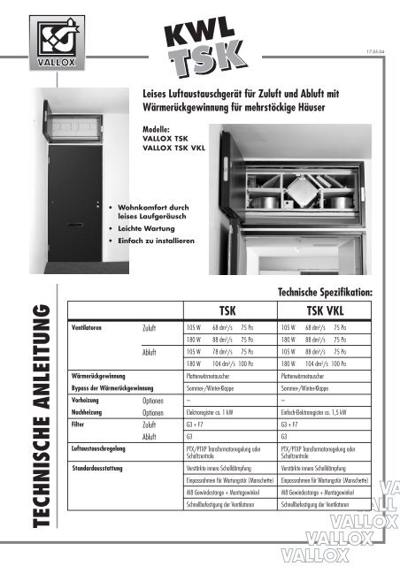 vallox kwl tsk - Heinemann GmbH