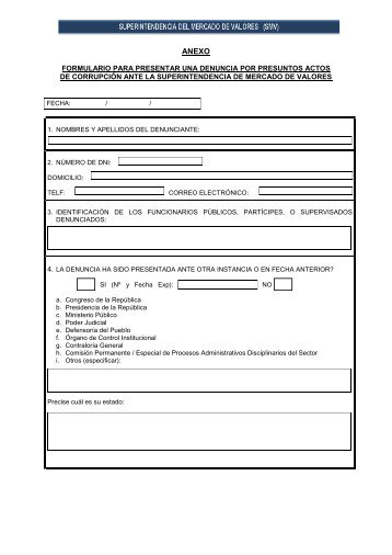 formulario para presentar una denuncia por presuntos actos ... - SMV