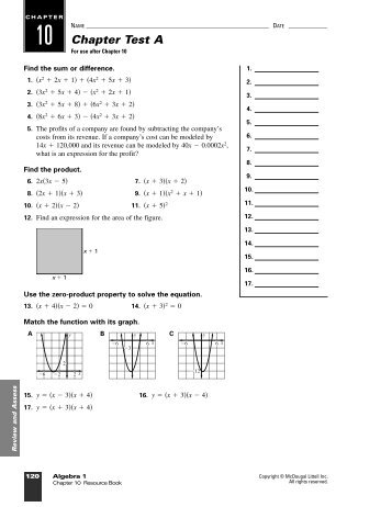 Review A Ch. 10 - NOHS Teachers