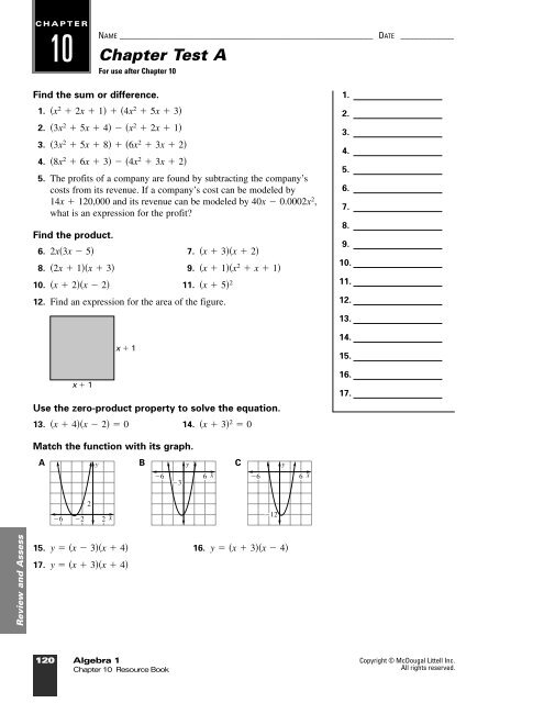 Review A Ch. 10 - NOHS Teachers