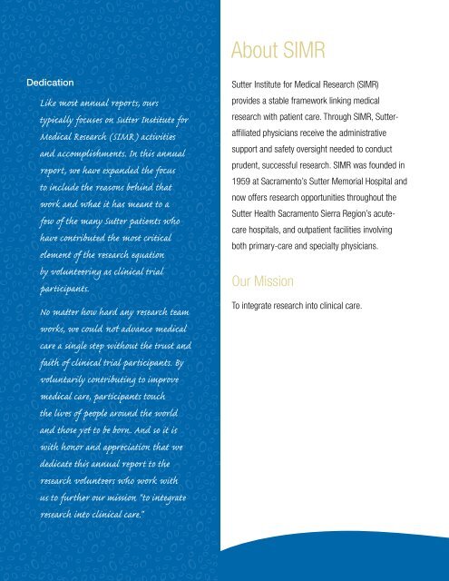 Sutter Institute for Medical Research 2008 Annual Report