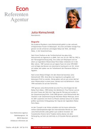 Jutta Kleinschmidt - Econ Referenten-Agentur