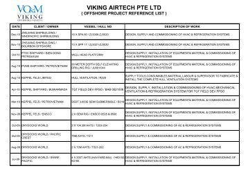 viking airtech pte ltd ( offshore project reference list )