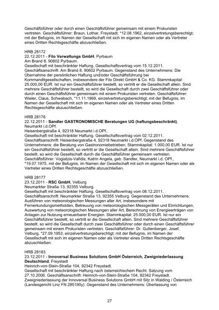 AG Amberg Neueintragungen - IHK Regensburg