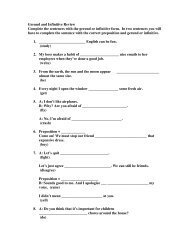 Gerund and Infinitive Review Complete the sentences with the ...