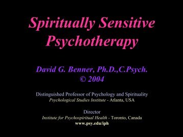 Spiritually Sensitive Therapy