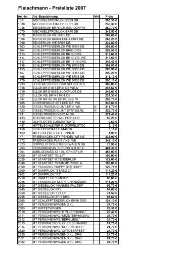 Fleischmann - Preisliste 2007 - Stellwerk Kalthof