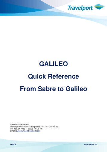 Galileo Quick Reference From Sabre to Galileo 09 - index