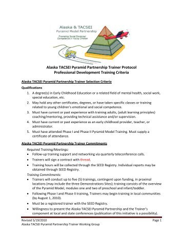 Alaska TACSEI Pyramid Partnership Trainer Protocol Professional ...