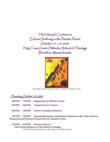 Third Annual Conference Evil and Suffering in the ... - Hellenic College