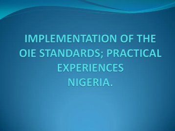 Implementation of the OIE standards: Practical ... - OIE Africa