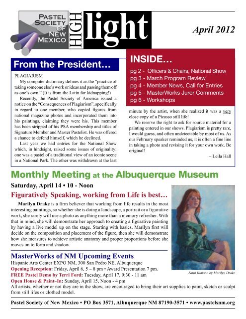 April 2012 Highlight - Pastel Society of New Mexico
