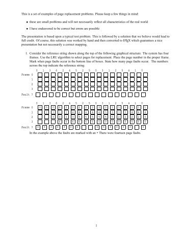 This is a set of examples of page replacement problems. Please ...