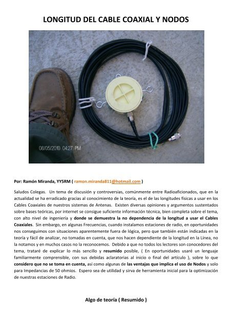 LONGITUD DEL CABLE COAXIAL Y NODOS - ImageShack