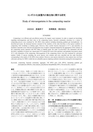 コンポスト化装置内の微生物に関する研究 Study of microorganisms in ...