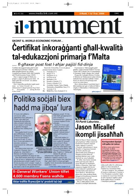 ertifikat inkora;;anti g[all-kwalità tal-edukazzjoni primarja f'Malta .... fl ...