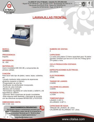 lavavajillas sammic sp 350 (frontal) - Citalsa