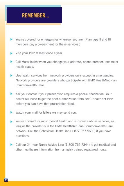 Commonwealth Care Member Guide - BMC HealthNet Plan