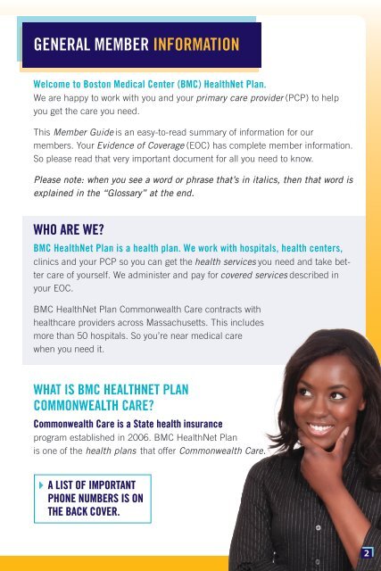 Commonwealth Care Member Guide - BMC HealthNet Plan