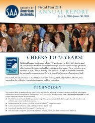 2011 Annual report - Society of American Archivists
