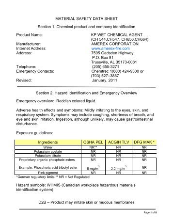 KP WET CHEMICAL AGENT - Amerex Corporation