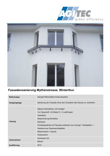 Fassadensanierung Mythenstrasse, Winterthur - AGITEC