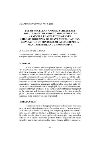 Use of micellar anionic surfactant solutions with added ...