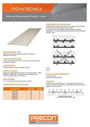 Telha de Fibrocimento Precon â 4mm