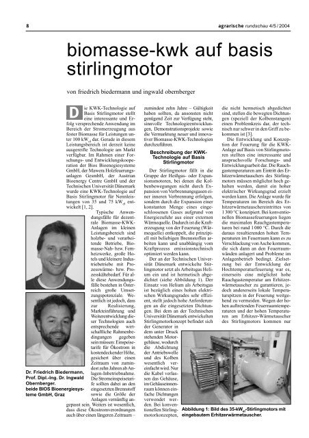 biomasse-kwk auf basis stirlingmotor - BIOS Bioenergiesysteme ...