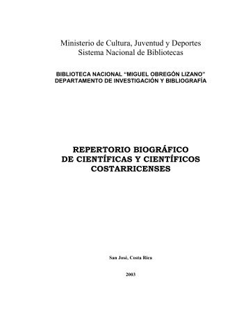 repertorio biografico de cientificas y cientificos costarricenses - Sinabi